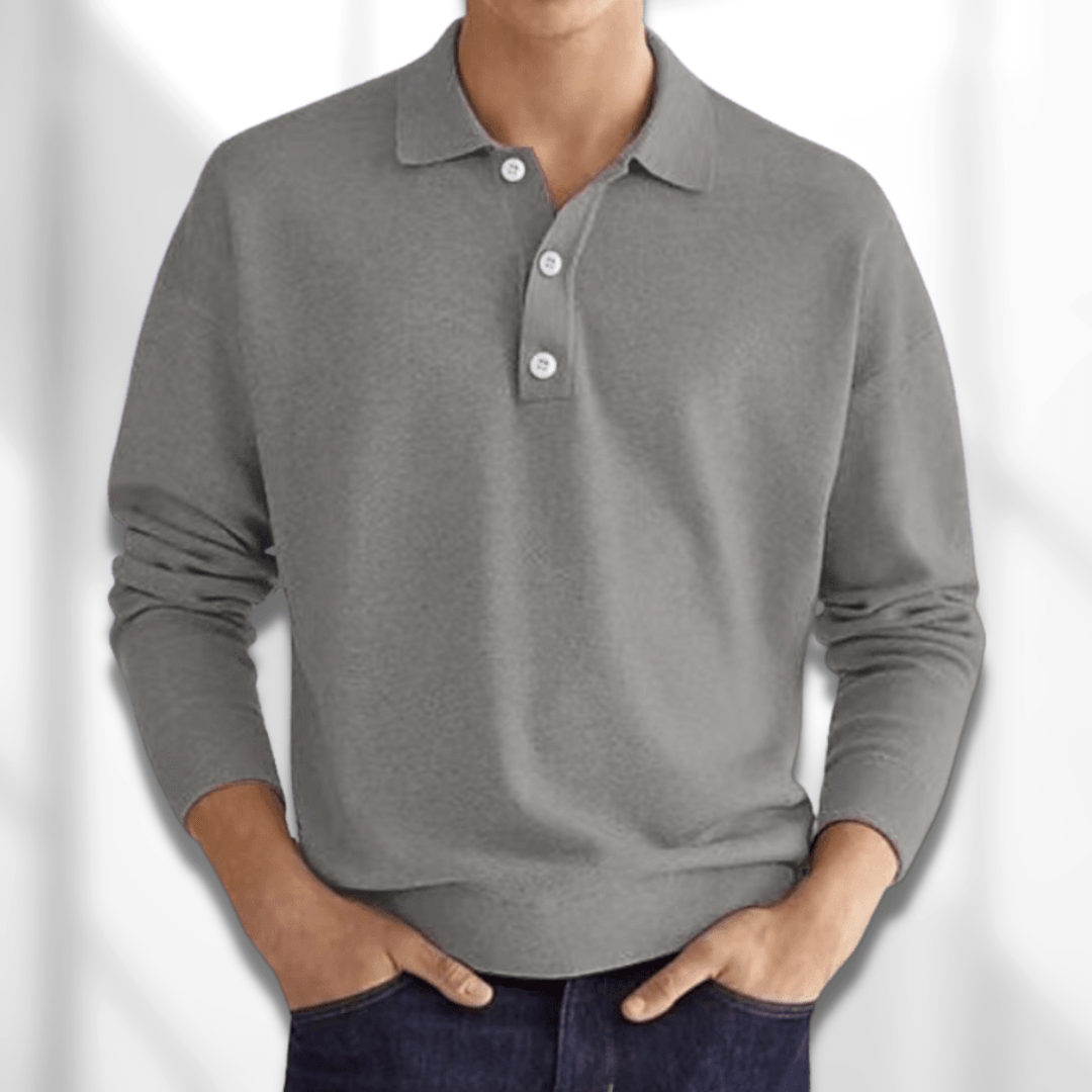 Men's Knit Polo Sweater | Long Sleeve Casual Jumper