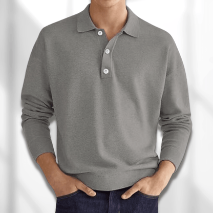 Men's Knit Polo Sweater | Long Sleeve Casual Jumper
