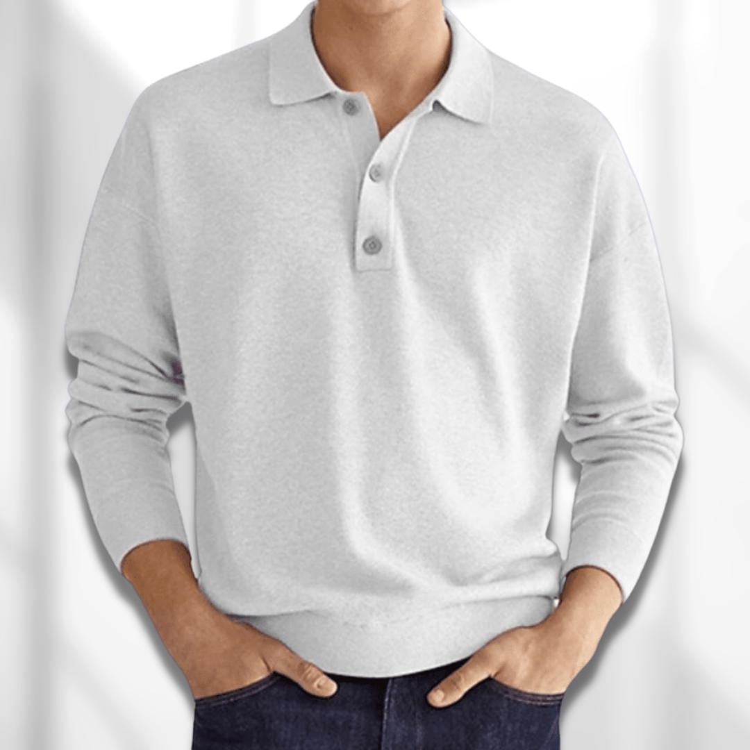 Men's Knit Polo Sweater | Long Sleeve Casual Jumper