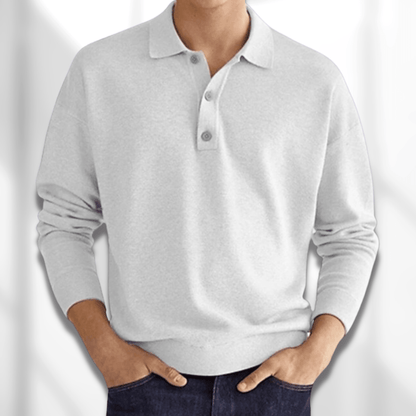 Men's Knit Polo Sweater | Long Sleeve Casual Jumper
