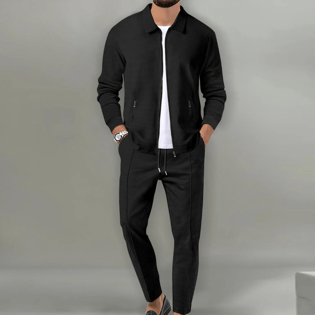 Men's Two Piece Casual Pants And Top Set | Smart Collar Jacket
