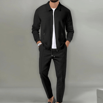 Men's Two Piece Casual Pants And Top Set | Smart Collar Jacket