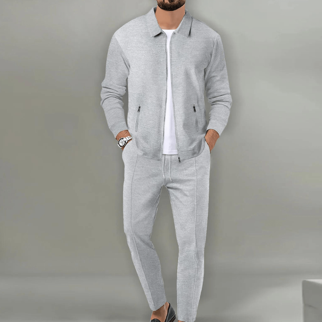 Men's Two Piece Casual Pants And Top Set | Smart Collar Jacket
