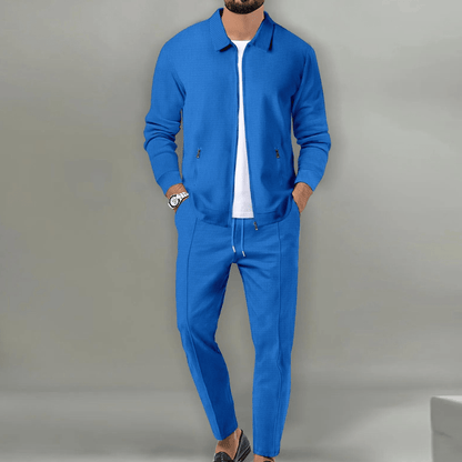 Men's Two Piece Casual Pants And Top Set | Smart Collar Jacket