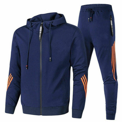Men's Two Piece Athletic Pants And Top Set | Hooded Jacket