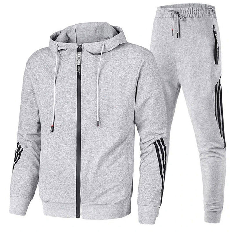 Men's Two Piece Athletic Pants And Top Set | Hooded Jacket