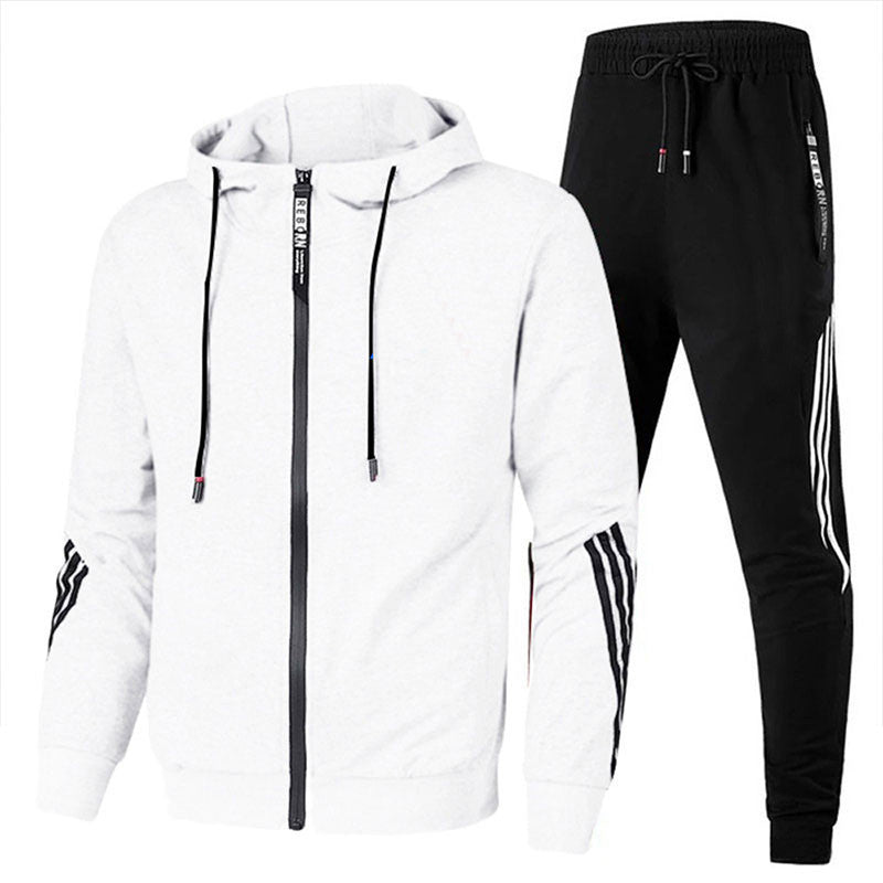 Men's Two Piece Athletic Pants And Top Set | Hooded Jacket