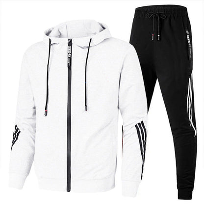 Men's Two Piece Athletic Pants And Top Set | Hooded Jacket