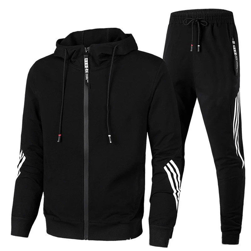 Men's Two Piece Athletic Pants And Top Set | Hooded Jacket