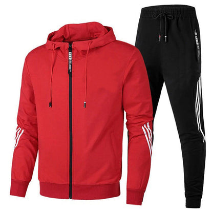Men's Two Piece Athletic Pants And Top Set | Hooded Jacket