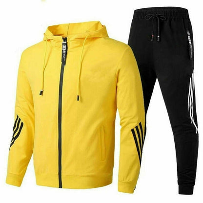 Men's Two Piece Athletic Pants And Top Set | Hooded Jacket