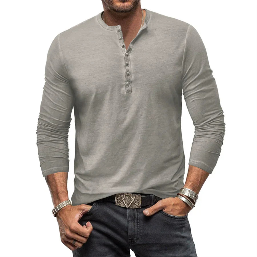 Men’s Casual Henley Shirt | Long Sleeve Slim Fit Top