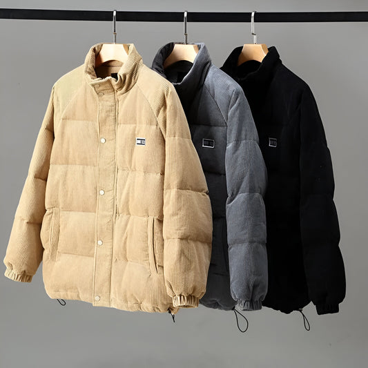 Men’s Corduroy Padded Jacket | Warm Quilted Casual Zip Up