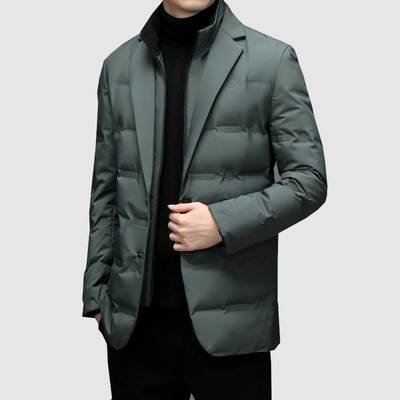 Men's Long Puffer Jacket Coat | Warm Winter Lightweight