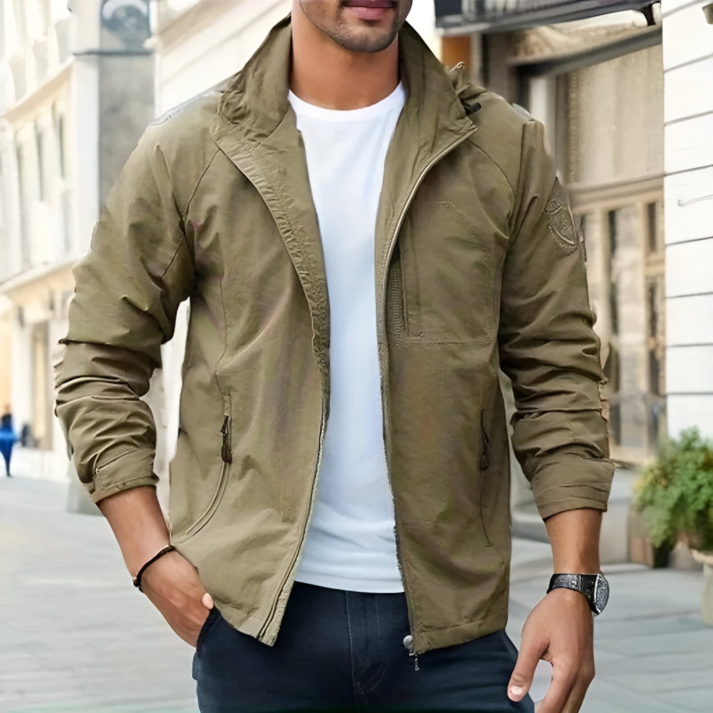 Men’s Lightweight Hooded Jacket | Casual Zip Up Windbreaker