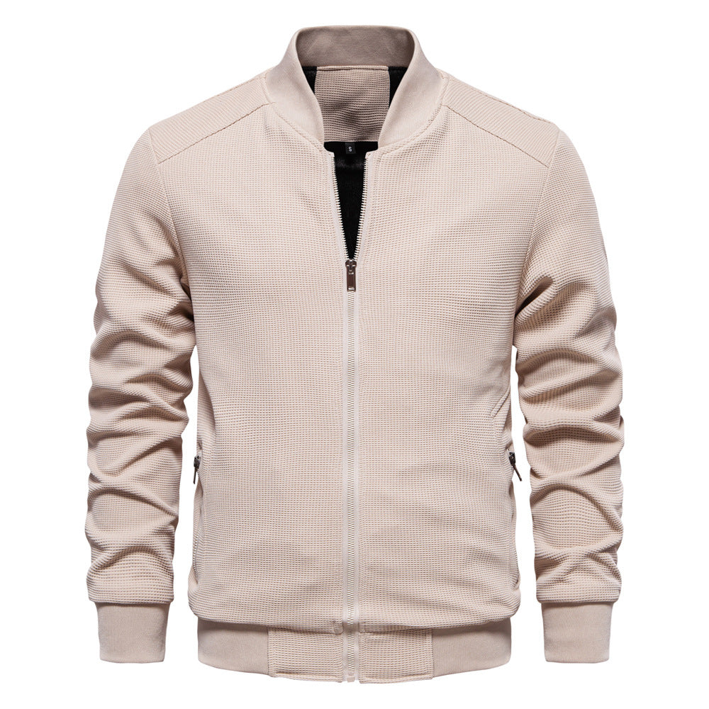 Men’s Textured Bomber Jacket | Lightweight Casual Zip Up