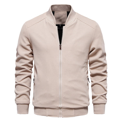 Men’s Textured Bomber Jacket | Lightweight Casual Zip Up