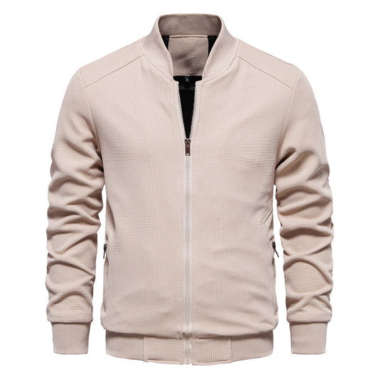 Men’s Textured Bomber Jacket | Lightweight Casual Zip Up