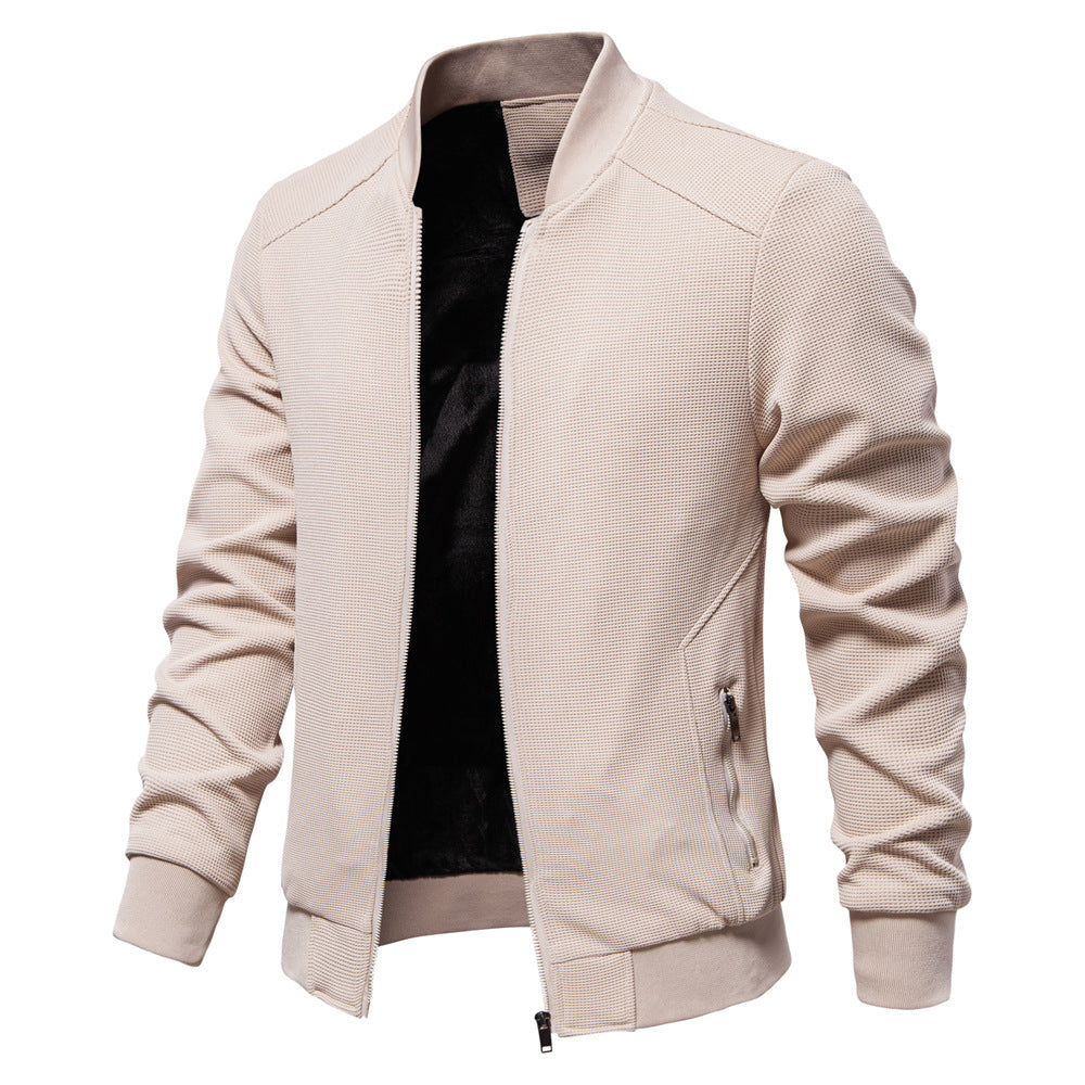 Men’s Textured Bomber Jacket | Lightweight Casual Zip Up