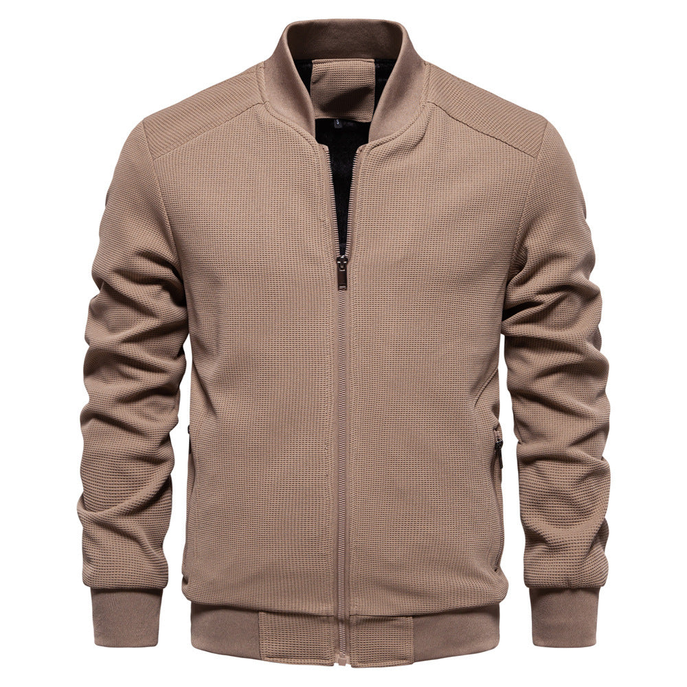 Men’s Textured Bomber Jacket | Lightweight Casual Zip Up