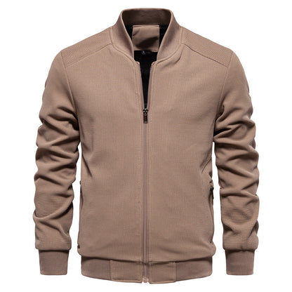Men’s Textured Bomber Jacket | Lightweight Casual Zip Up