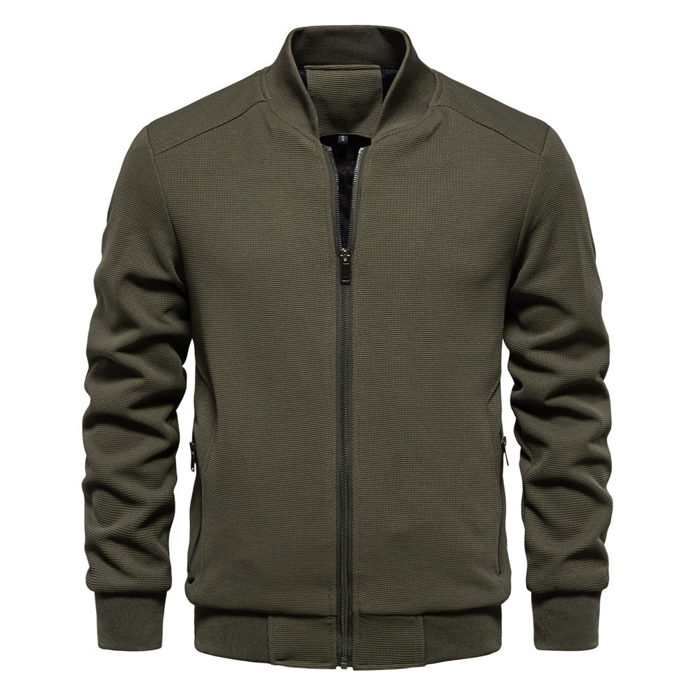 Men’s Textured Bomber Jacket | Lightweight Casual Zip Up