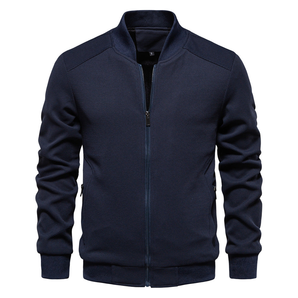Men’s Textured Bomber Jacket | Lightweight Casual Zip Up