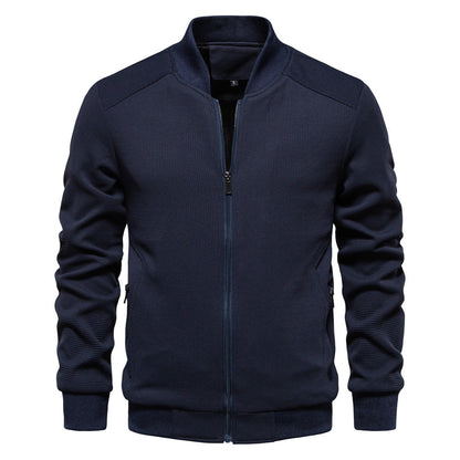 Men’s Textured Bomber Jacket | Lightweight Casual Zip Up