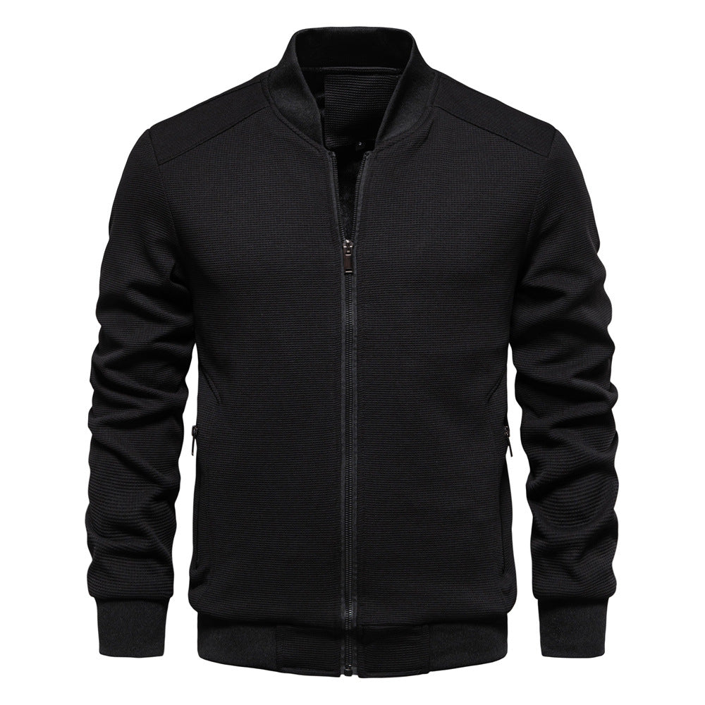 Men’s Textured Bomber Jacket | Lightweight Casual Zip Up