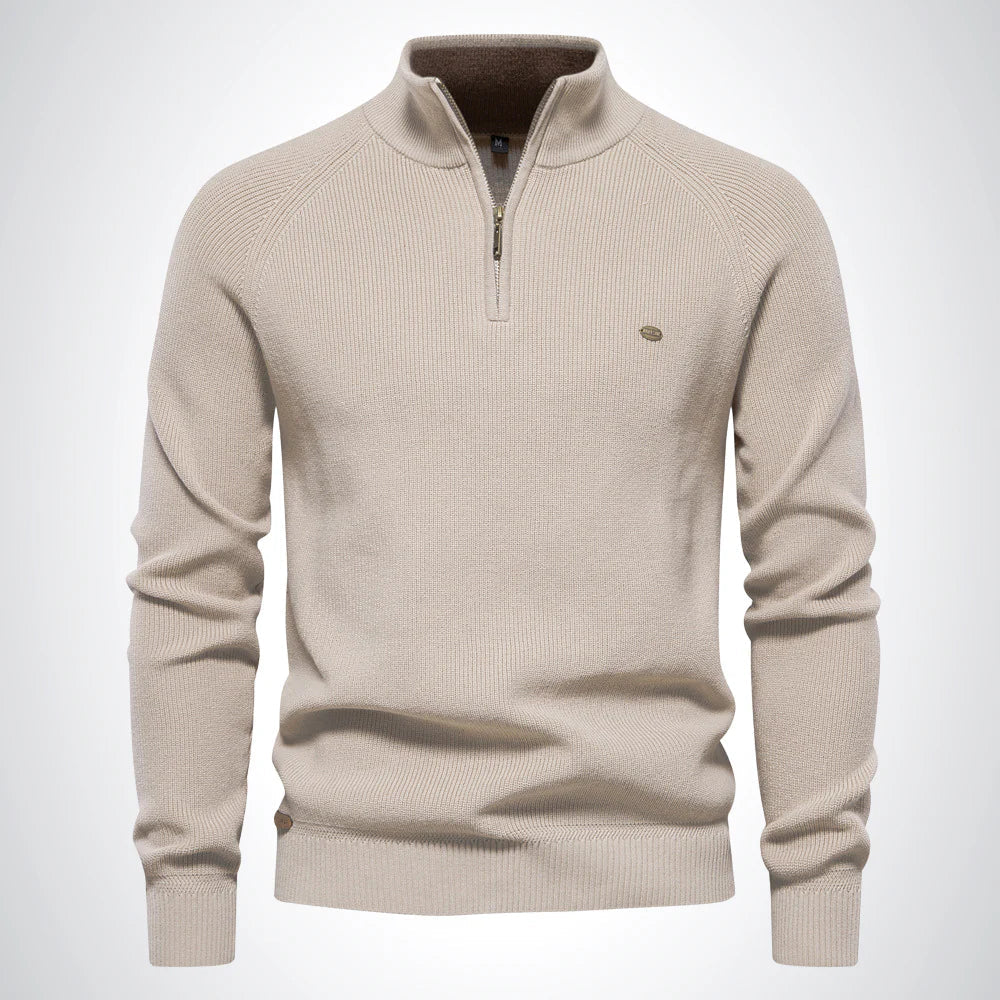 Men’s Slim Fit Knit Jumper | Long Sleeve Half Zip Sweater