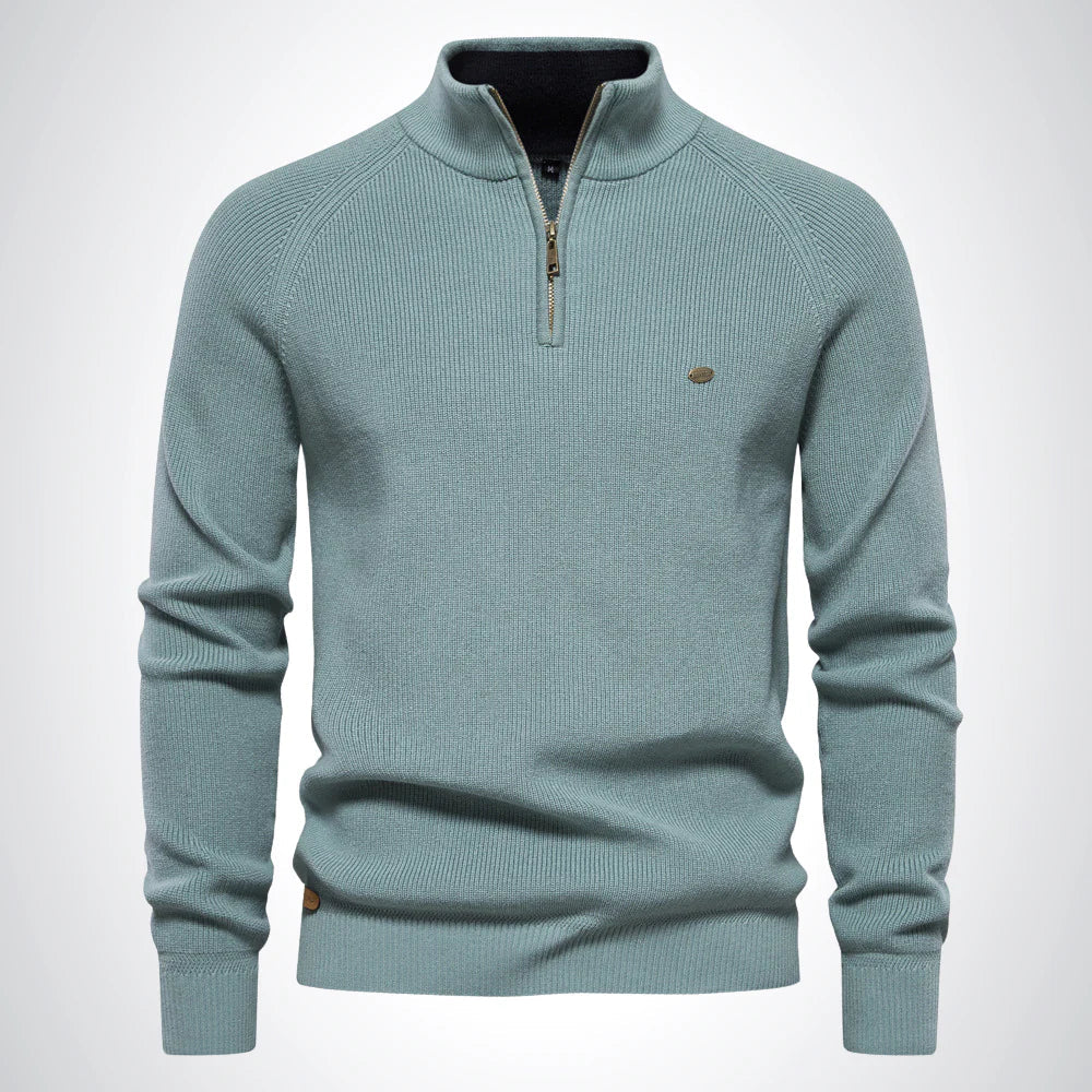 Men’s Slim Fit Knit Jumper | Long Sleeve Half Zip Sweater