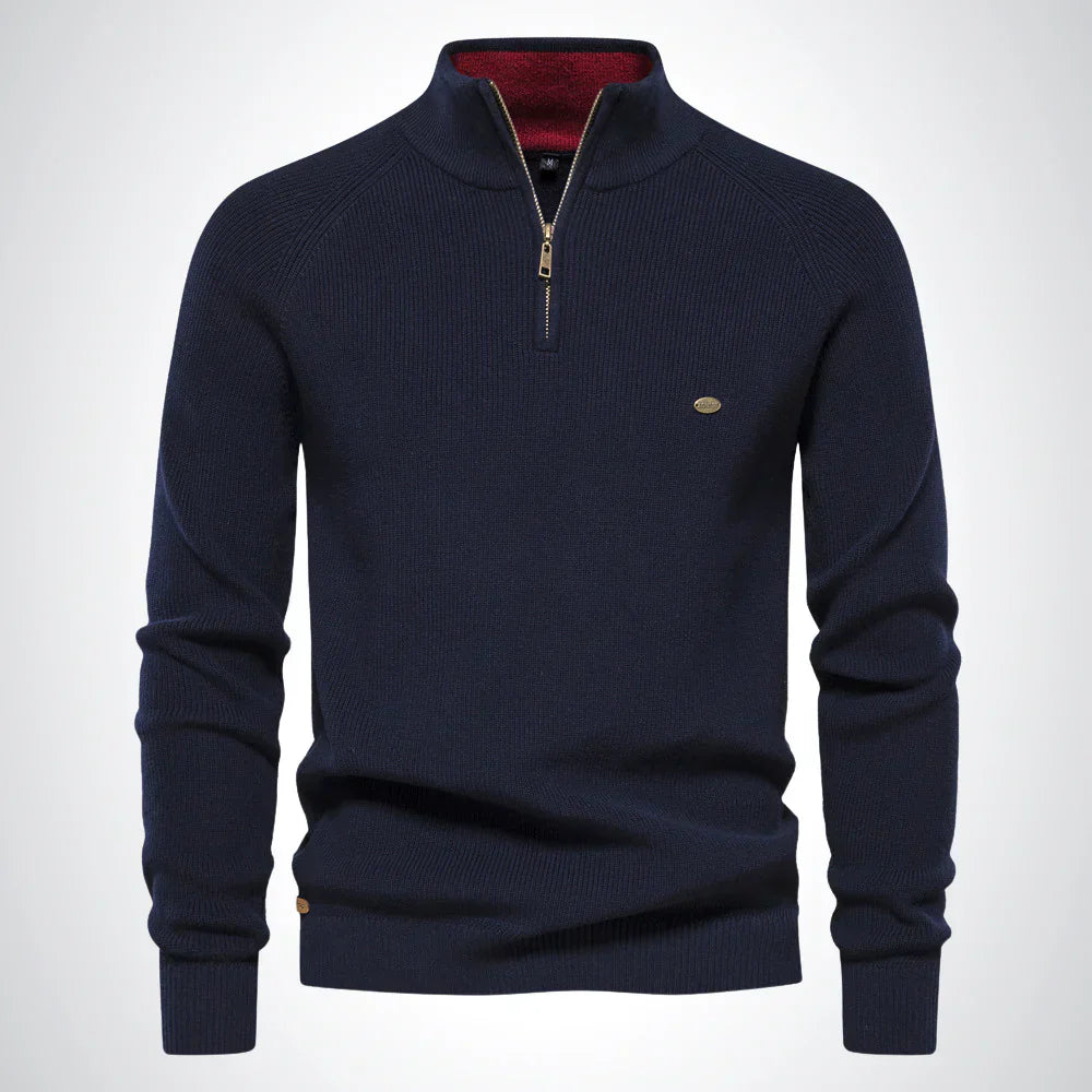 Men’s Slim Fit Knit Jumper | Long Sleeve Half Zip Sweater