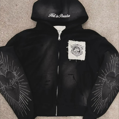 Oversized Logo Pullover Hoodie - Long Sleeve Sweatshirt