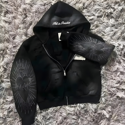 Oversized Logo Pullover Hoodie - Long Sleeve Sweatshirt