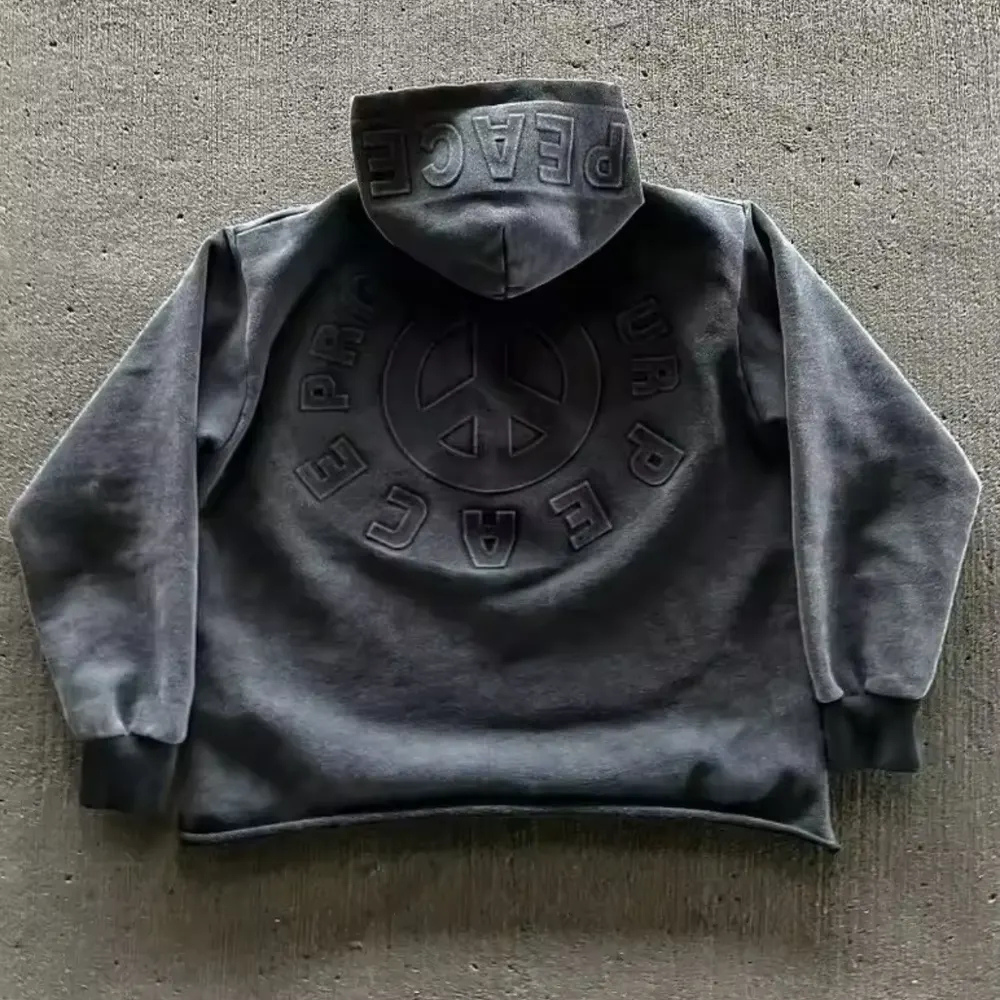 Oversized Logo Pullover Hoodie - Long Sleeve Sweatshirt