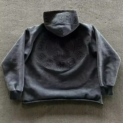 Oversized Logo Pullover Hoodie - Long Sleeve Sweatshirt