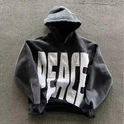 Oversized Logo Pullover Hoodie - Long Sleeve Sweatshirt