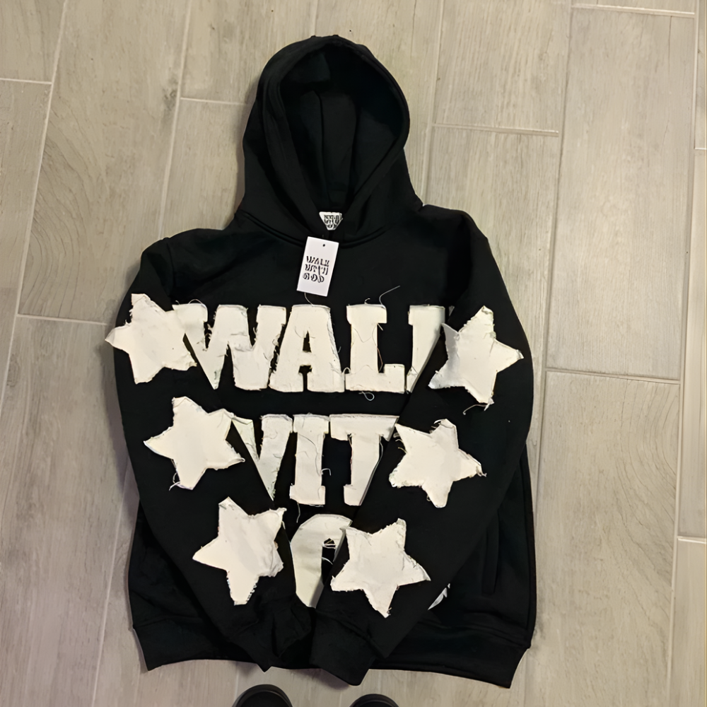 Oversized Logo Pullover Hoodie - Long Sleeve Sweatshirt