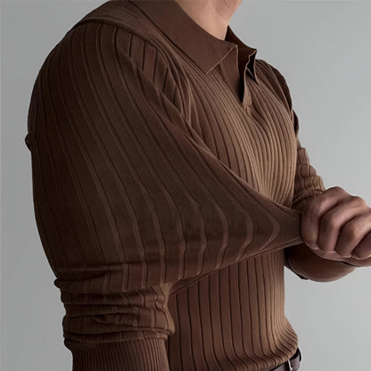 Men’s Slim Fit Knit Polo Sweater | Long Sleeve Smart Casual Jumper