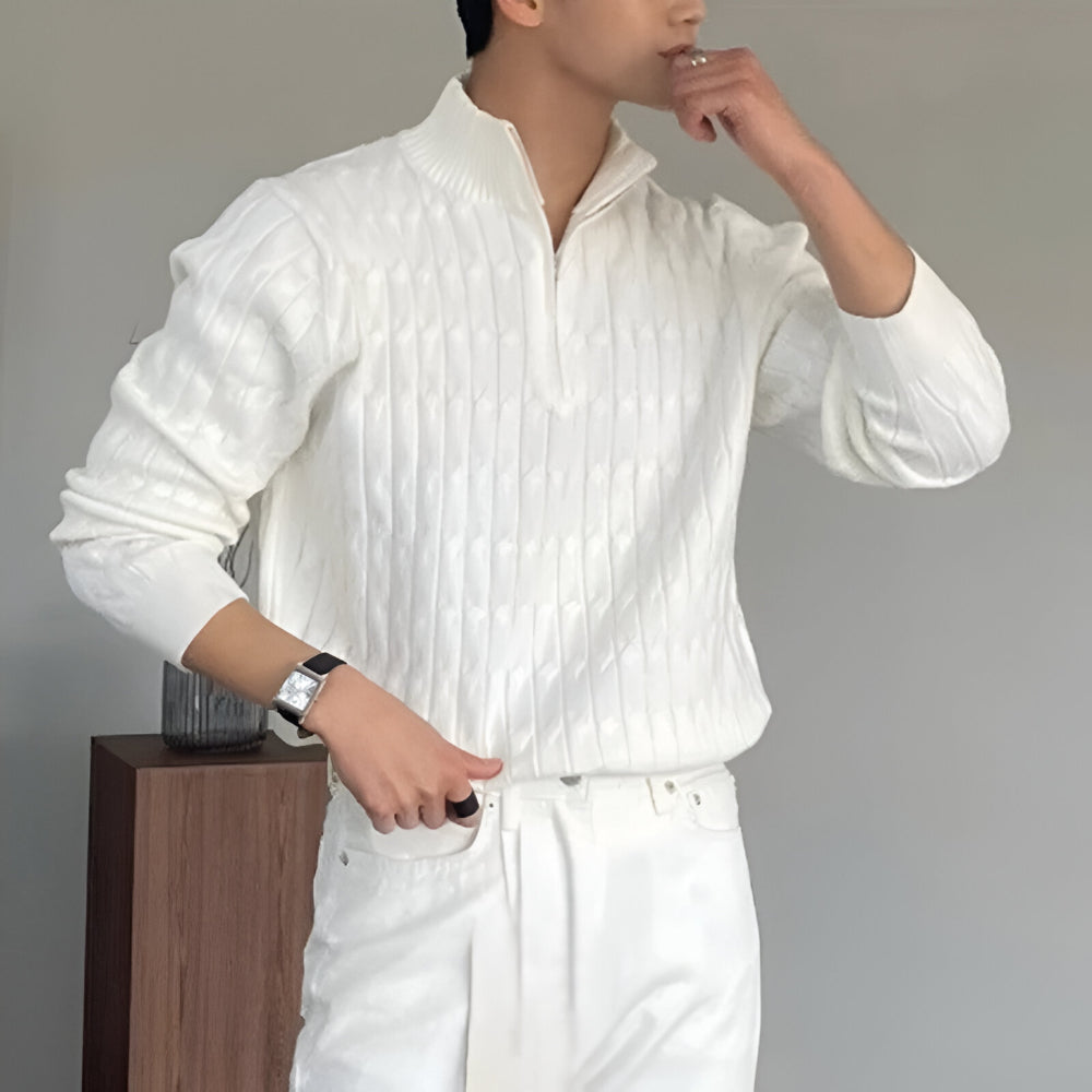 Men’s Slim Fit Half Zip Knit Jumper | Long Sleeve Smart Casual Sweater