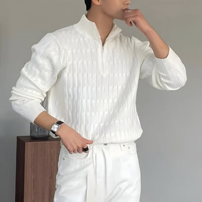 Men’s Slim Fit Half Zip Knit Jumper | Long Sleeve Smart Casual Sweater