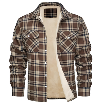 Men’s Fleece Lined Flannel Shirt Jacket | Warm Checked Overshirt