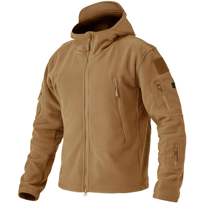 Men’s Tactical Fleece Jacket | Warm Hooded Outdoor Zip Up