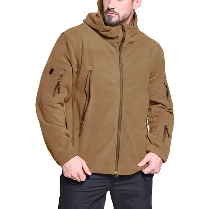 Men’s Tactical Fleece Jacket | Warm Hooded Outdoor Zip Up