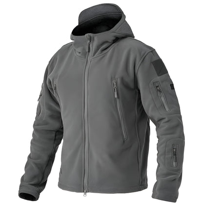 Men’s Tactical Fleece Jacket | Warm Hooded Outdoor Zip Up