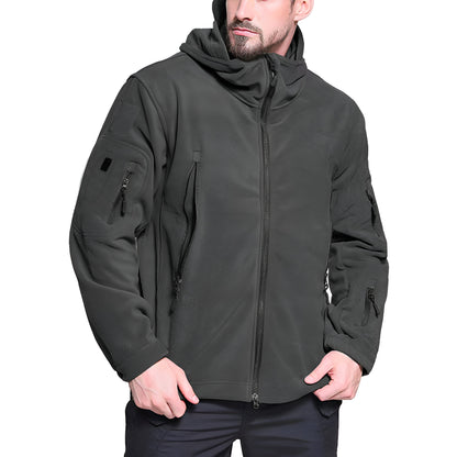 Men’s Tactical Fleece Jacket | Warm Hooded Outdoor Zip Up