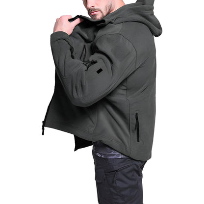 Men’s Tactical Fleece Jacket | Warm Hooded Outdoor Zip Up