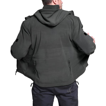 Men’s Tactical Fleece Jacket | Warm Hooded Outdoor Zip Up