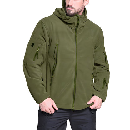 Men’s Tactical Fleece Jacket | Warm Hooded Outdoor Zip Up