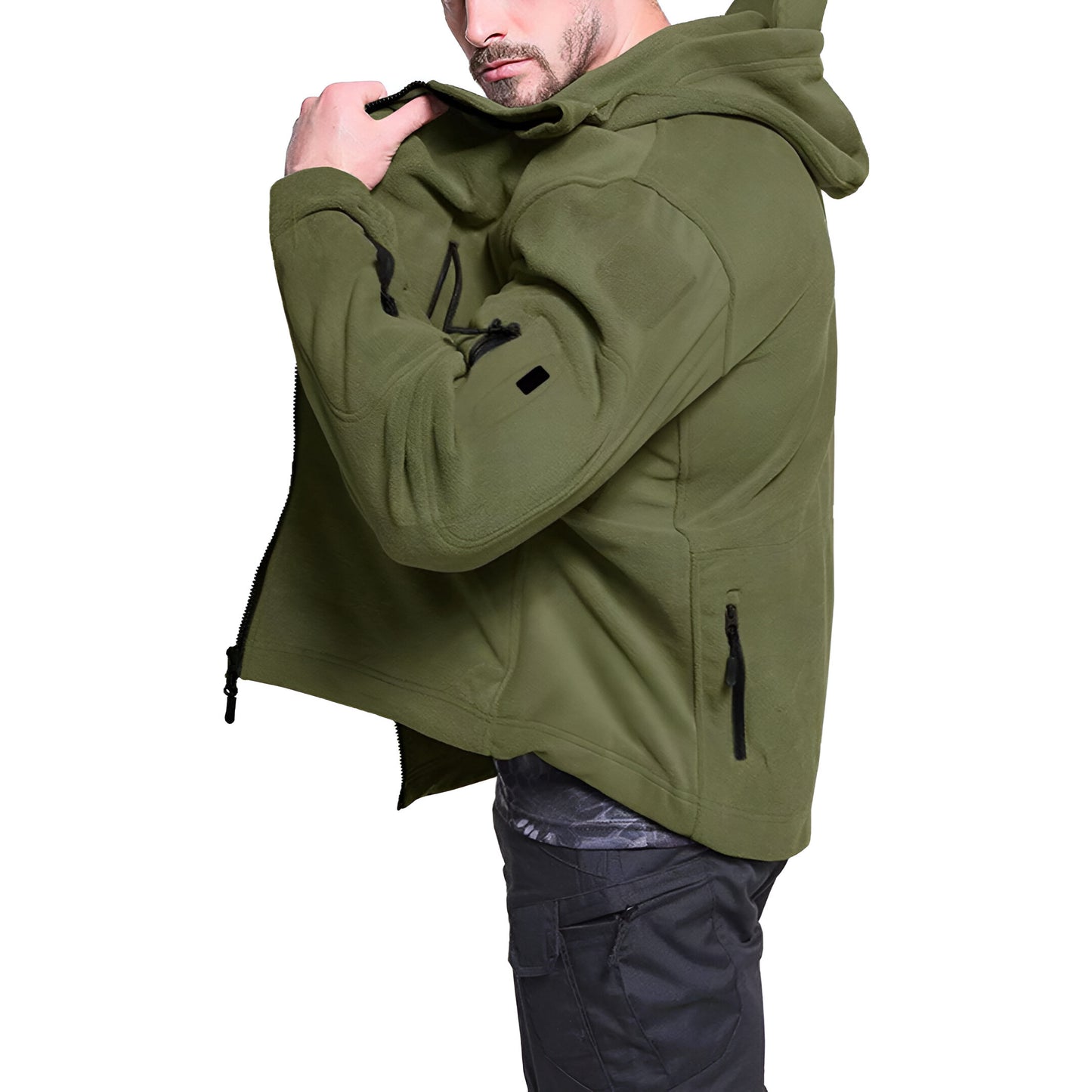 Men’s Tactical Fleece Jacket | Warm Hooded Outdoor Zip Up